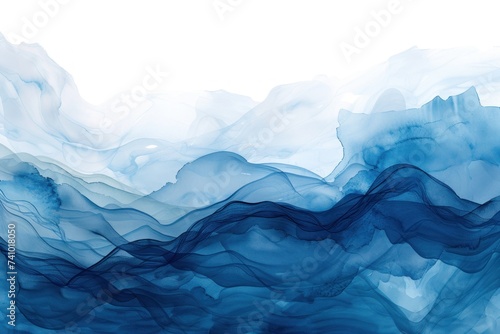 Abstract watercolor paint background dark Blue gradient color with fluid curve lines texture photo