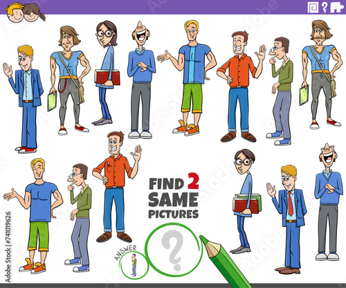 find two same cartoon guys or men characters activity