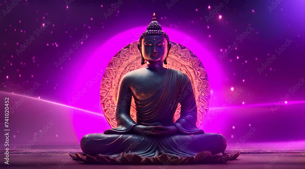 Seated Buddha in a Lotus Pose cosmic background and with mandala. Sacred and spiritual. Buddha video footage Seated Buddha in a Lotus Pose cosmic background and with mandala. Sacred and spiritual. Buddha video footage