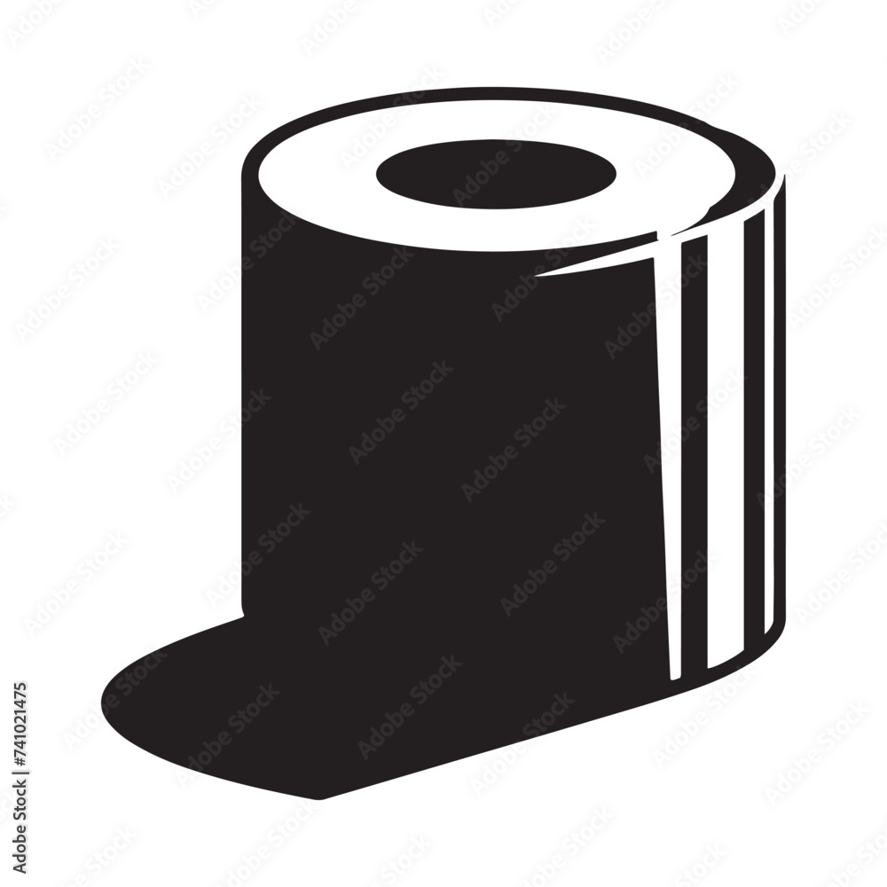 Toilet Paper Roll silhouette, Symbolizing Practicality, Comfort, and the Everyday Necessities of Modern Living and Hygiene. Toilet Paper Roll silhouette, Symbolizing Practicality, Comfort, and the Everyday Necessities of Modern Living and Hygiene.