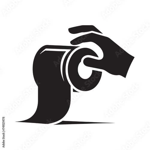 Toilet Paper Roll silhouette, Symbolizing Practicality, Comfort, and the Everyday Necessities of Modern Living and Hygiene.