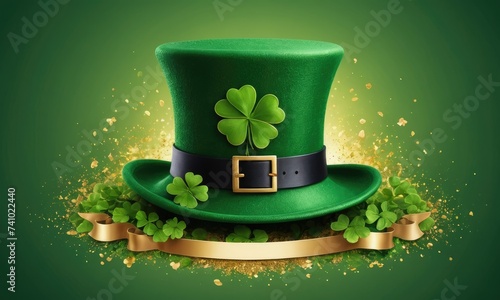 Vibrant hat and Clover Greetings: Card Template for St. Patrick's Day - Perfect for Colorful Irish Celebration