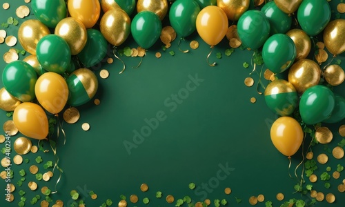 St. Paddy's Festivity Flourish: Card Template with Open Space for Your Unique St. Patrick's Day Wishes, with ballons and empty copy space for text