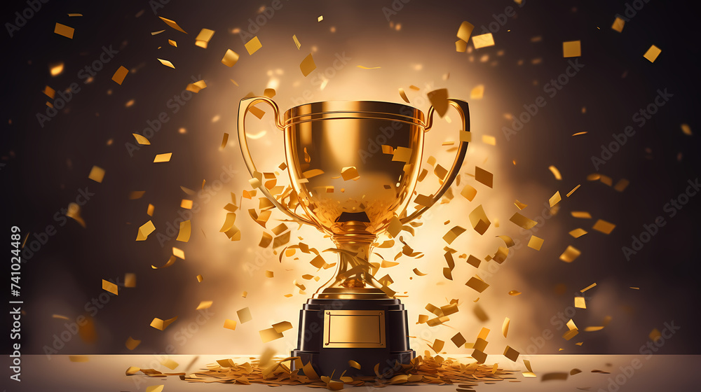 Golden trophy winner cup with copy space Golden trophy winner cup with copy space