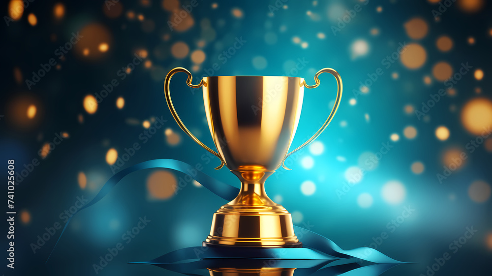 Golden trophy winner cup with copy space Golden trophy winner cup with copy space