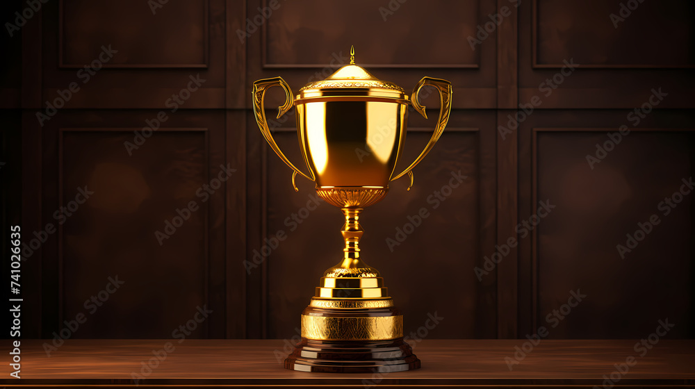 Golden trophy winner cup with copy space Golden trophy winner cup with copy space