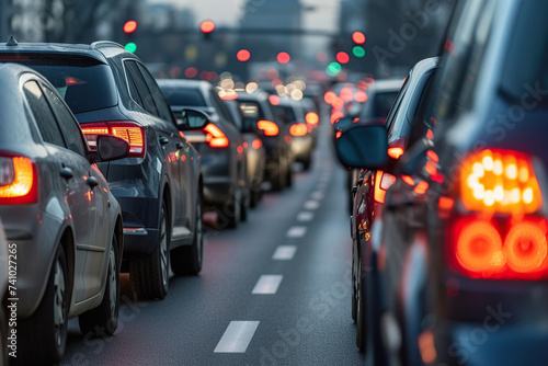 Cars stuck in traffic jam on a highway