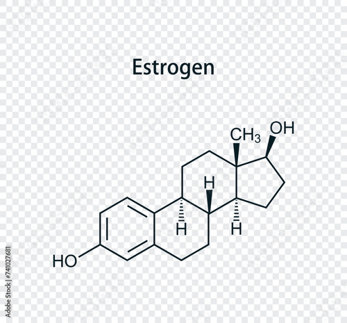 Estrogen (Estradiol) chemical structure vector illustration. Isolated on transparent background.