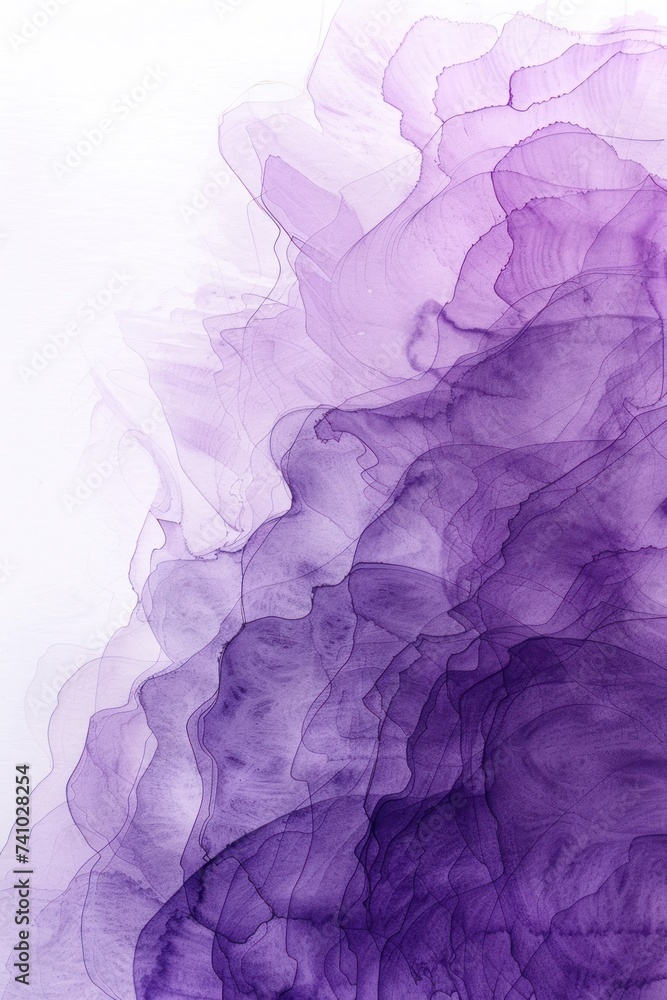 Abstract watercolor paint background dark Lilac gradient color with fluid curve lines texture 