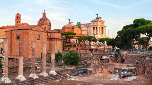 The Roman Forum (Forum Romanum) in Rome Italy. photo