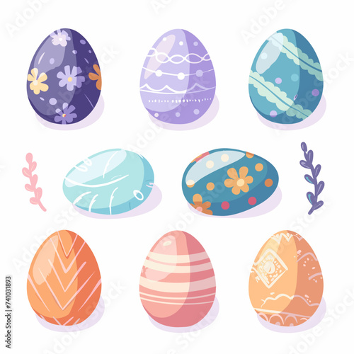 Set of easter eggs flat design, vector graphic