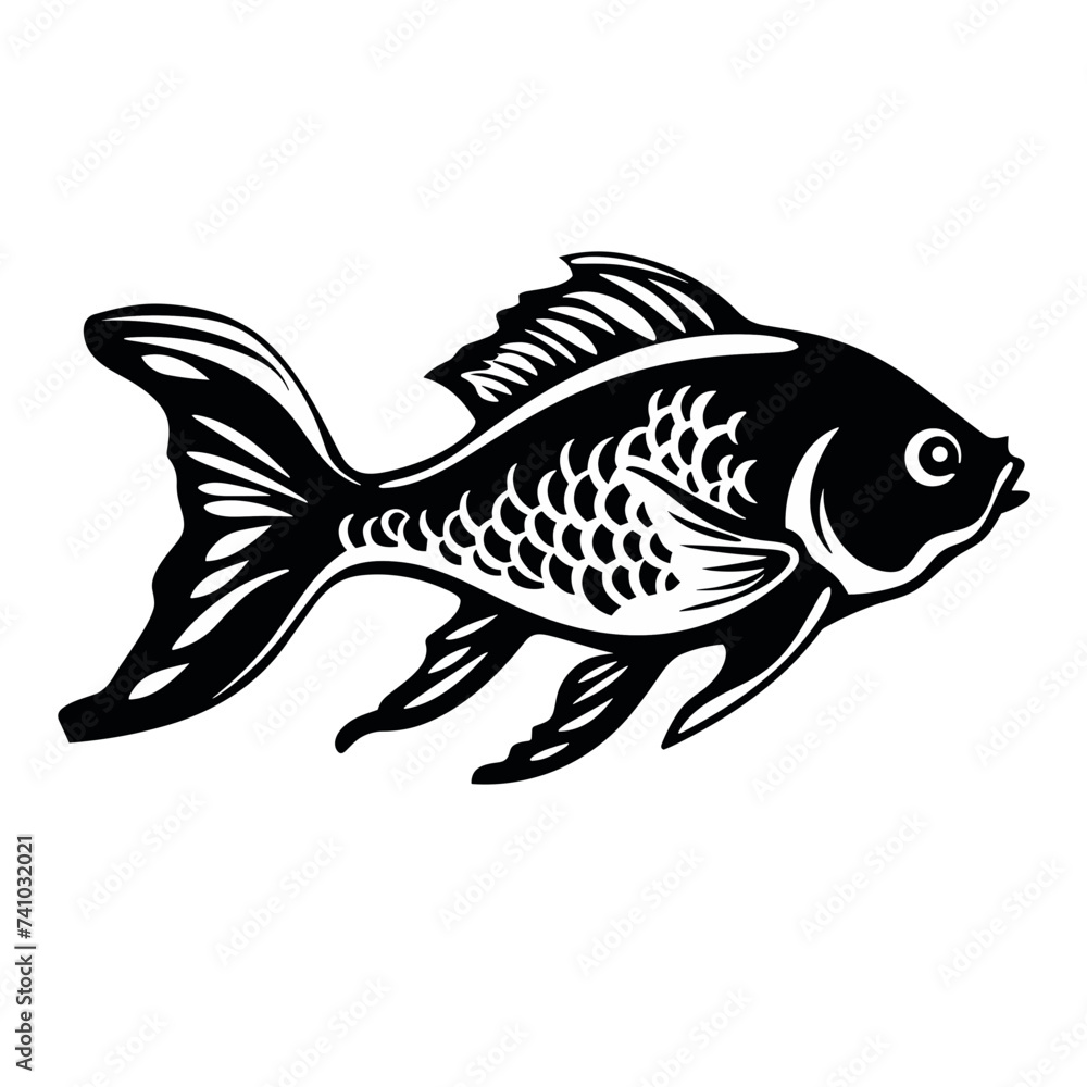 Fototapeta premium fish vector illustration isolated transparent background logo, cut out or cutout t-shirt print design