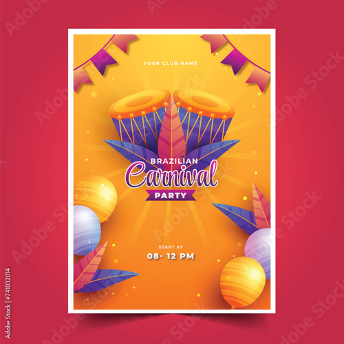 gradient brazilian carnival vertical flyer template design vector illustration