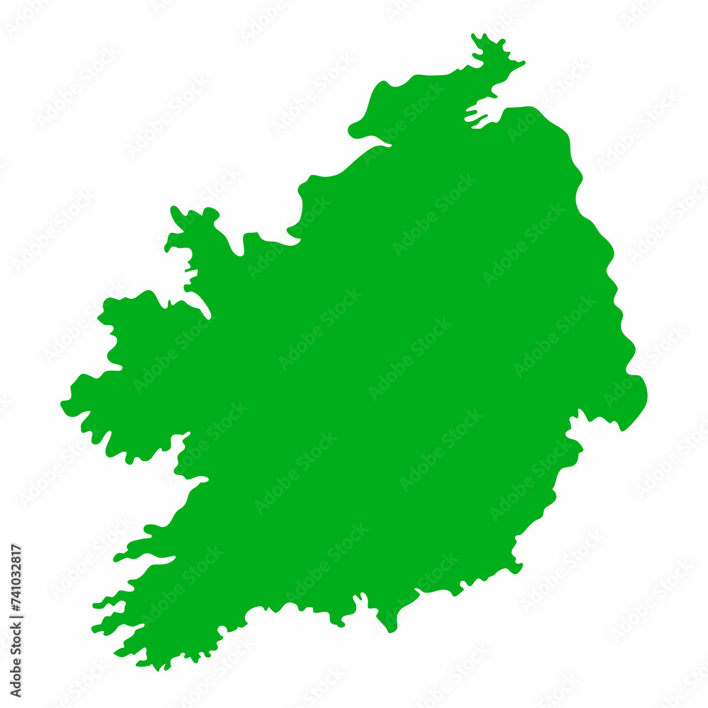 A Simple Green Silhouette of Ireland