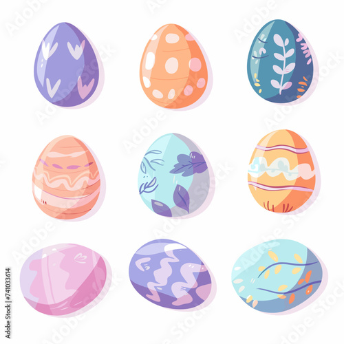 Set of easter eggs flat design, vector graphic