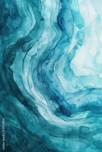 Abstract watercolor paint background dark Turquoise gradient color with fluid curve lines