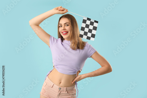 Happy young woman with raci...