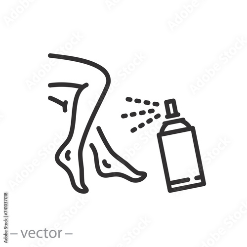 female legs with leaves icon, beauty spa concept, woman foot care, thin line symbol on white background - editable stroke vector illustration