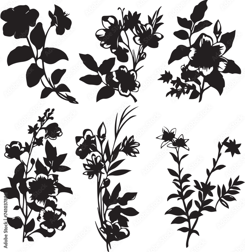 Set Flowers. Hand drawn vector illustration Set Flowers. Hand drawn vector illustration