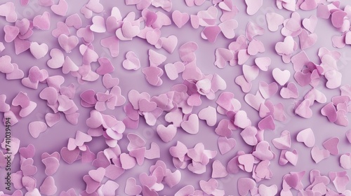 Pastel Hearts on Soft Lilac Background