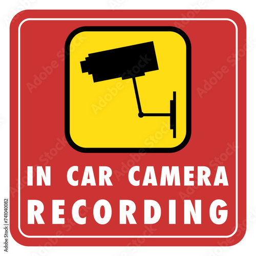 Vector graphic of sticker warning that in car camera recording system is in operation