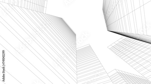 Architecture building 3d. Concept sketch.