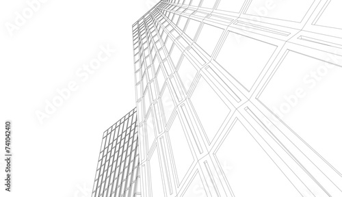 Architecture building 3d. Concept sketch.