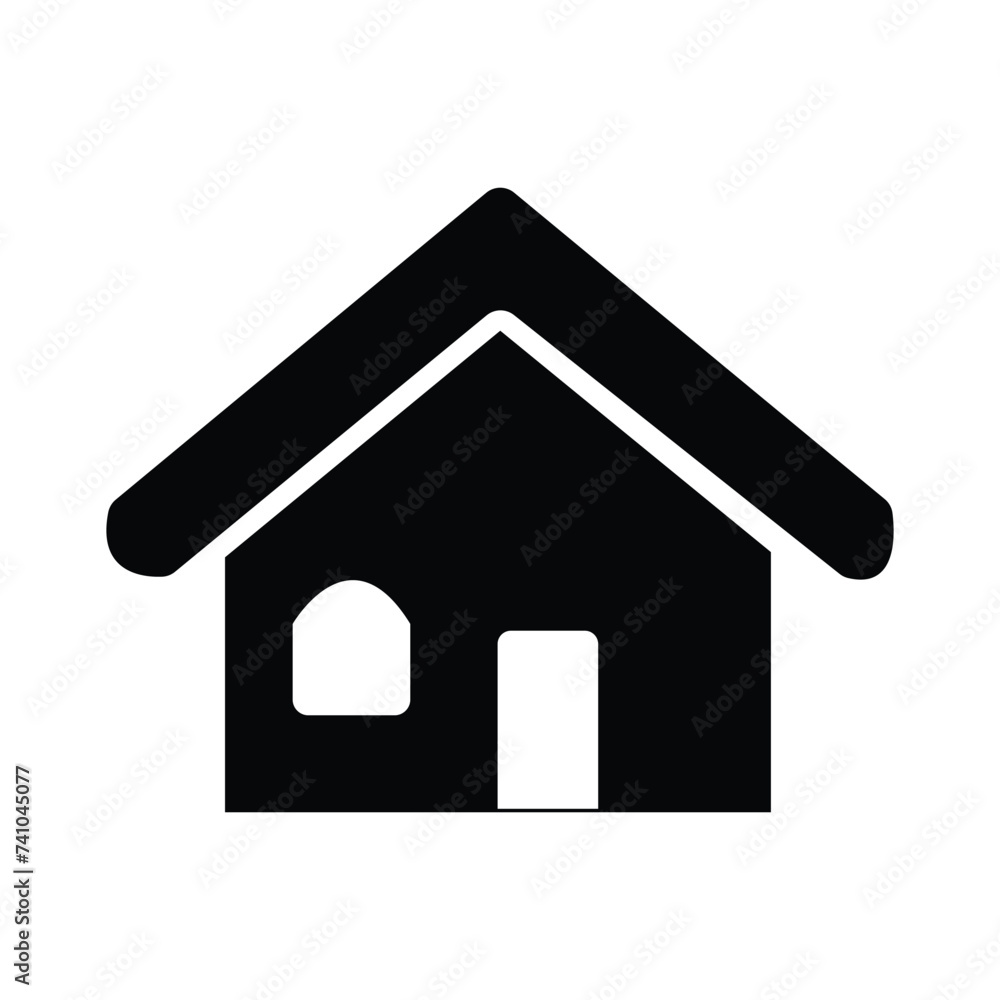 Home icon. House symbol with door and window. Black building logo silhouette. Isolated on white background. Vector illustration. Eps file 474. Home icon. House symbol with door and window. Black building logo silhouette. Isolated on white background. Vector illustration. Eps file 474.