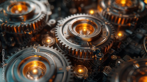 iron gears close up. Generative AI © Dzmitry