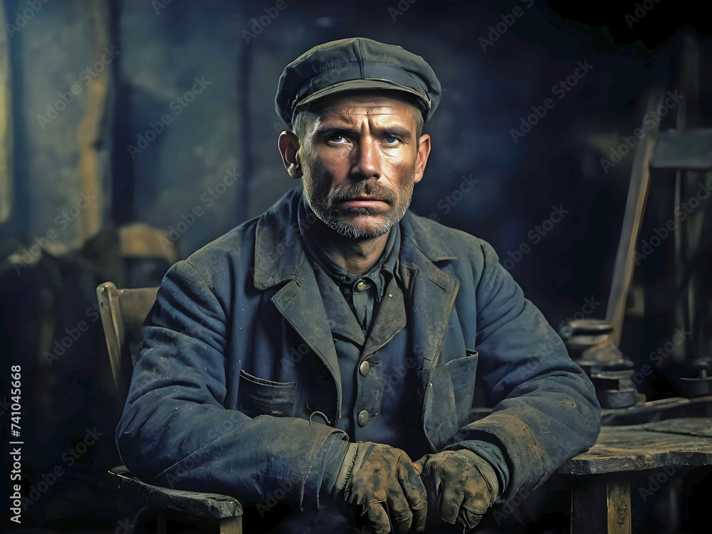 Obraz premium Photo eines Arbeiters um 1900