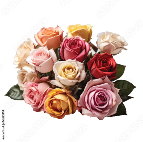 bouquet of multi color  roses isolated