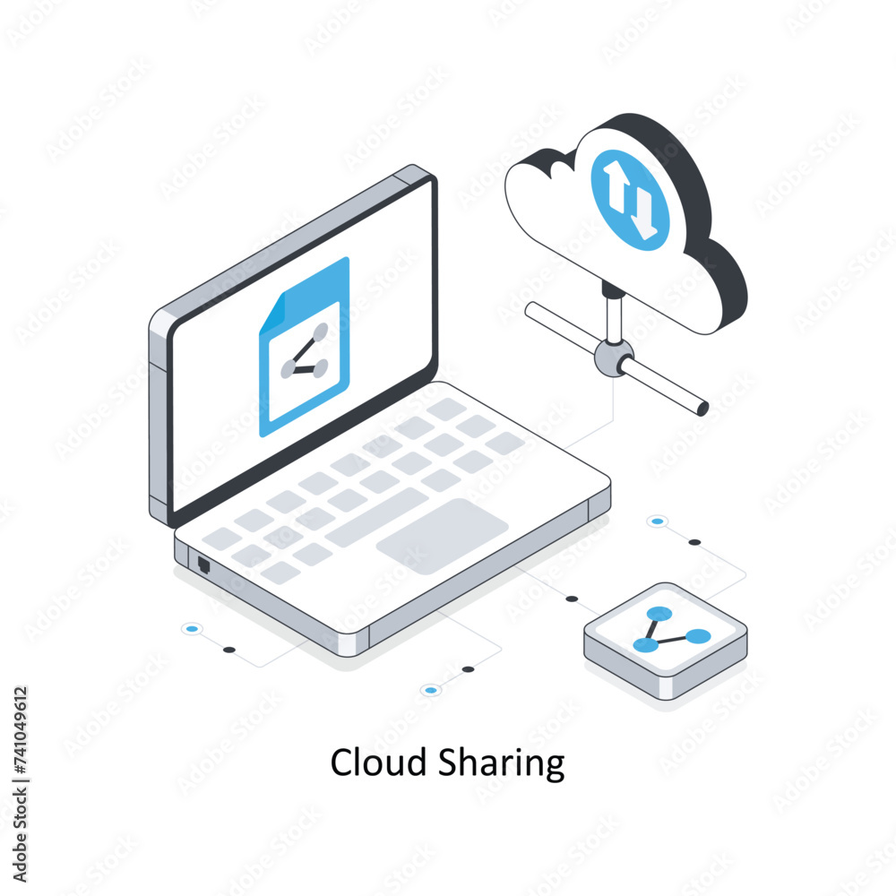 Cloud Sharing isometric stock illustration. EPS File stock illustration