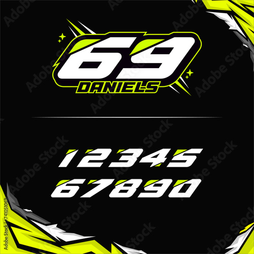 vector racing numbers for drag motorbikes and cars	