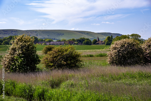 View of Rodmell St Peter's church in spring, East Sussex, England photo