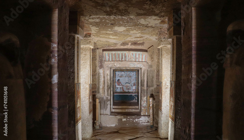 Obraz na plátně interior of tombs of the Nobles in Aswan, Egypt
