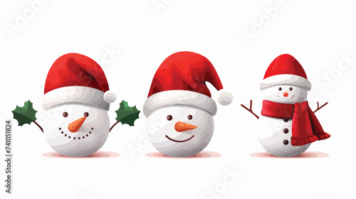 Christmas hat vector set design. 3d santa claus 