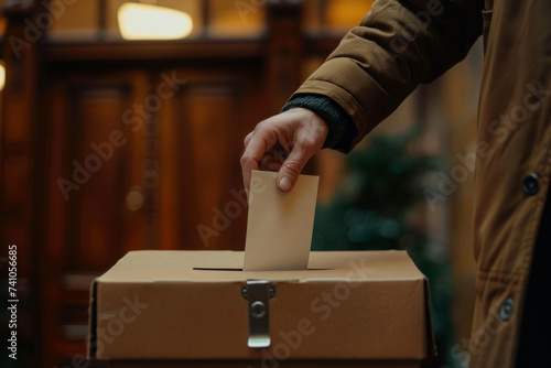 close up of a hand putting a ballot paper into an election box © ink drop