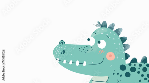 Alligator Crocodile face in the corner. Cute cartoon