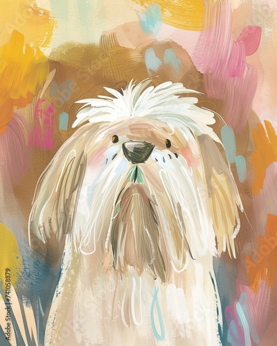Bergamasco Sheepdog Boho Dog Nursery Artwork Whimsical Dog Illustration