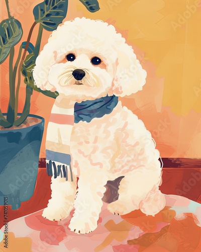 bichon frise c Boho Dog Nursery Artwork Whimsical Dog Illustration
