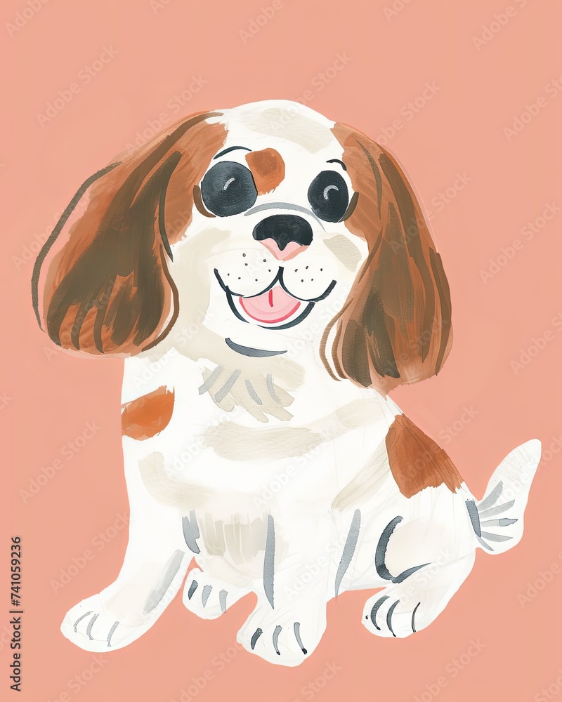 cavalier king charles spaniel Boho Dog Nursery Artwork Whimsical Dog Illustration cavalier king charles spaniel Boho Dog Nursery Artwork Whimsical Dog Illustration