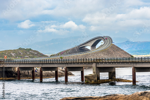 Spectacular bridge of the Norway Atlantic Road (Atlanterhavsvegen), the road in the ocean