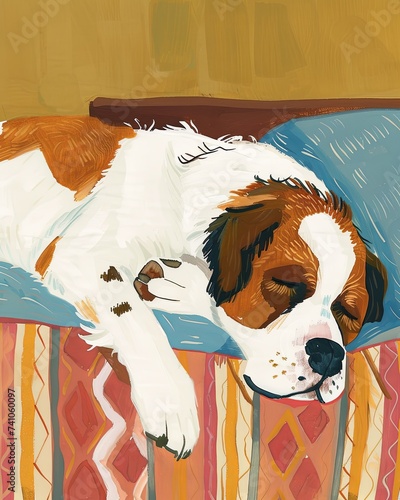 saint bernard Boho Dog Nursery Artwork Whimsical Dog Illustration