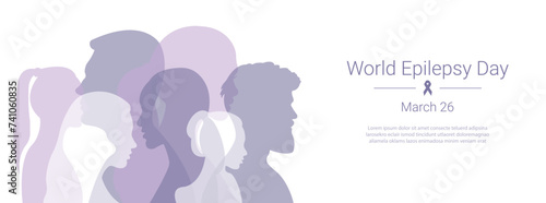 Epilepsy Day banner. Vector illustration with silhouettes of people.
