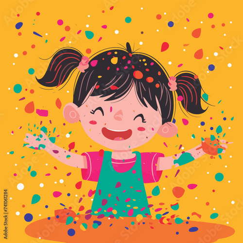 Vector illustration kids playing colors