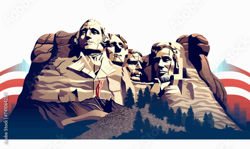 Mount Rushmore vector isolated on white photo