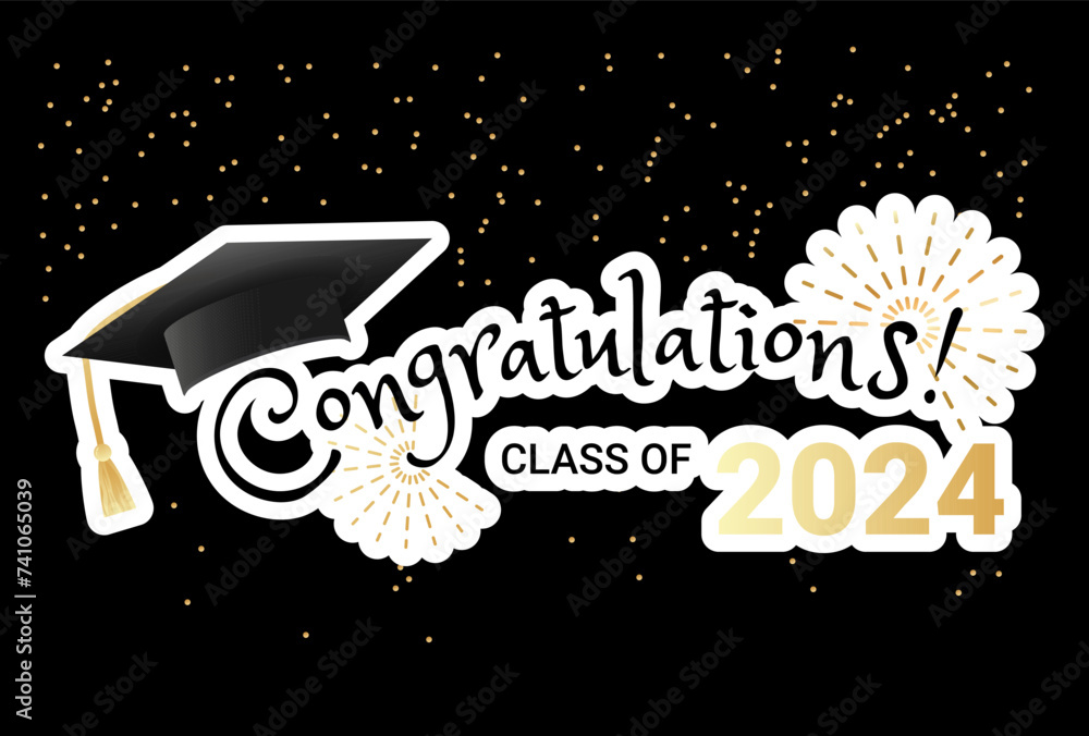 Vetor de Congratulations graduates class of 2024 typography design ...