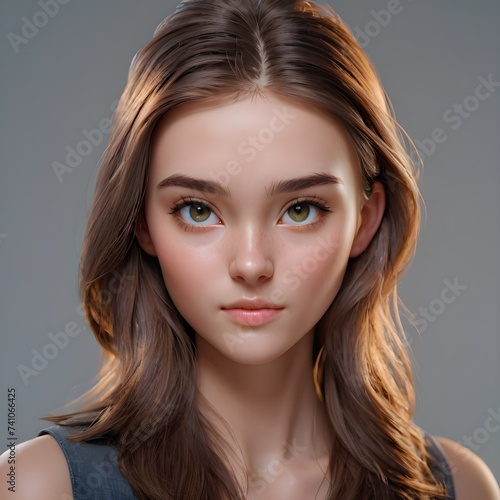 A portrait of a business woman in carton style. Brunette young woman