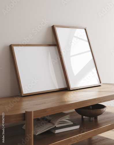 Mock up frame in home interior background, 3d render © artjafara