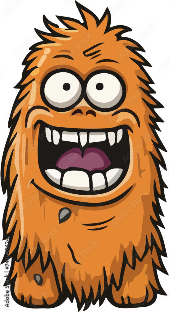Fototapeta premium Gleeful Monster Cartoon Yeti Creature with a Big Smile